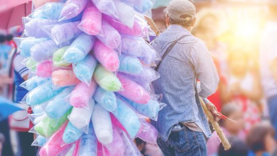 Candy floss being sold